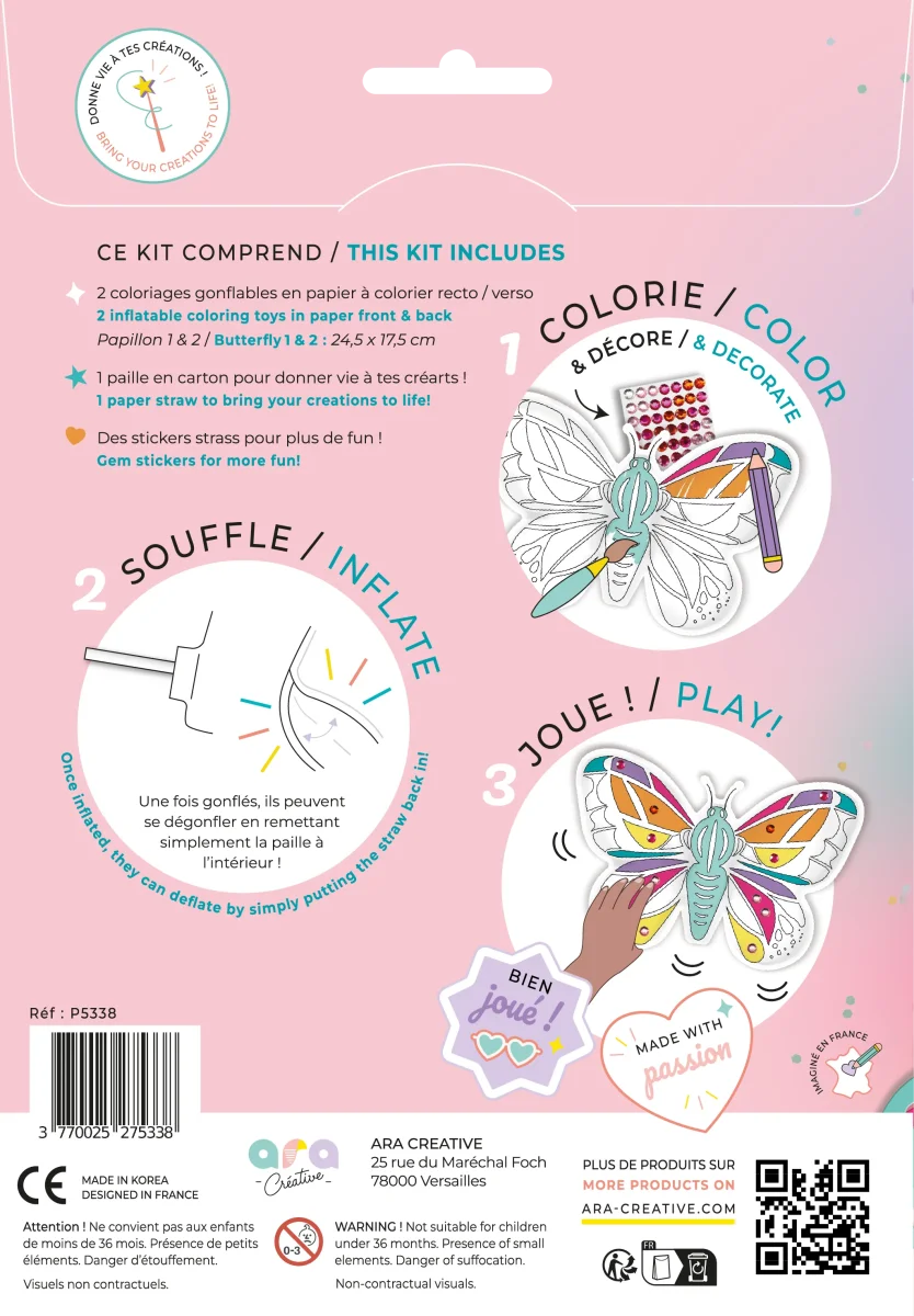 Inflable Mariposa y Pegatinas Brillantes-ARA CRÉATIVE - Imagen 4