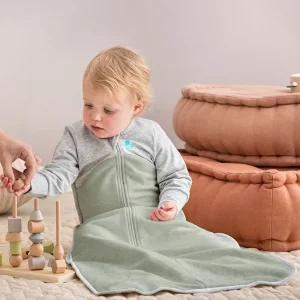 Saco de dormir manga larga 1,5 TOG algodón orgánico Oliva