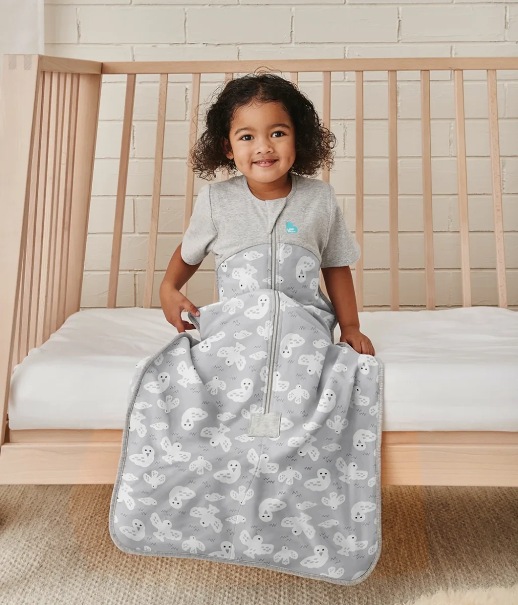 Saco de Dormir Manga Corta 1.5 TOG Algodón Orgánico Palomas Grises - Imagen 5