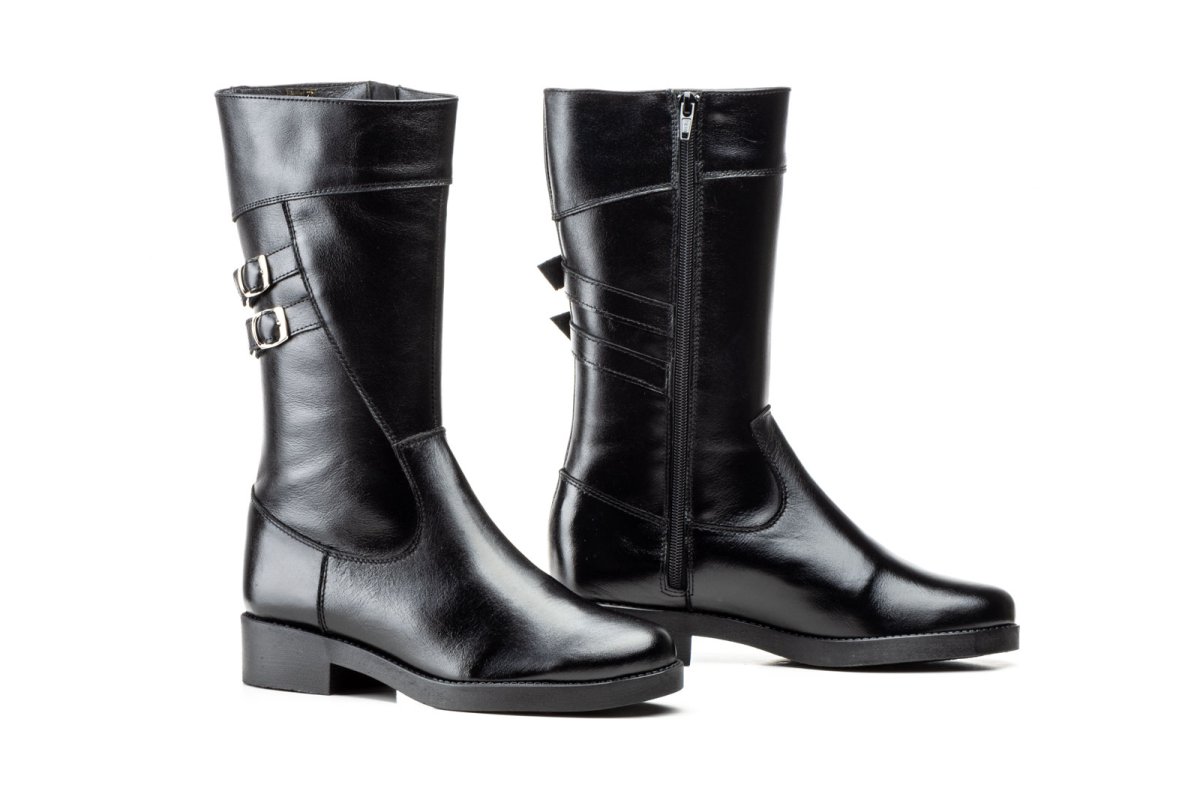 1010 Bota de montar para señora en piel de color negro y cremallera lateral (hecho en España) - Imagen 3