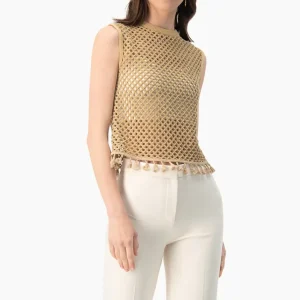 Blusa recta tejida con flecos