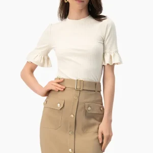 Blusa de manga volantes natural