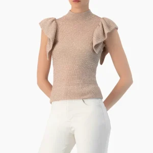 Blusa tejida de manga olanes