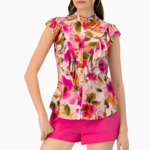 Blusa estampada con olan