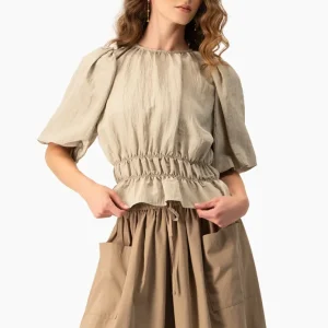 Blusa de manga globo corta