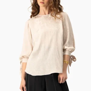 Blusa recta de manga con amarre