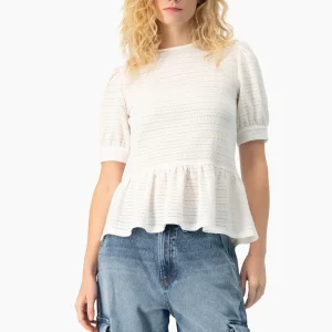 Blusa peplum blanca manga corta