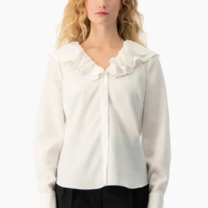 Blusa escote en V con volante