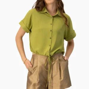 Blusa camisera de amarre