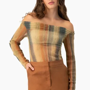 Blusa escote bardot de manga larga