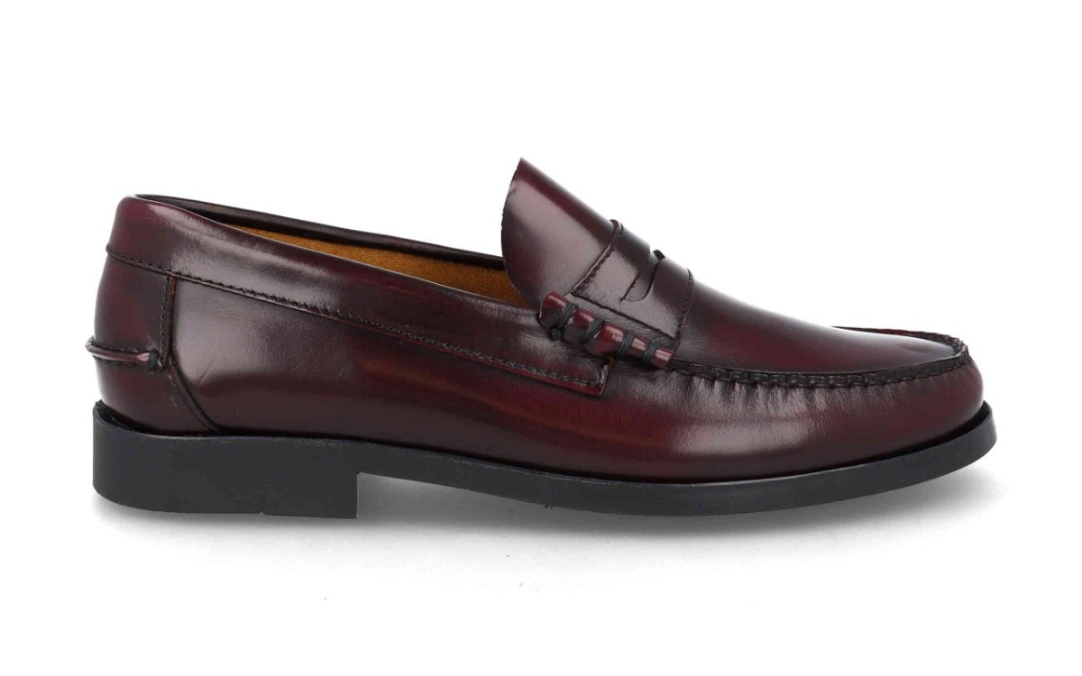Mocasín castellano de piel para hombre modelo 1012 en negro y burdeos - Imagen 6