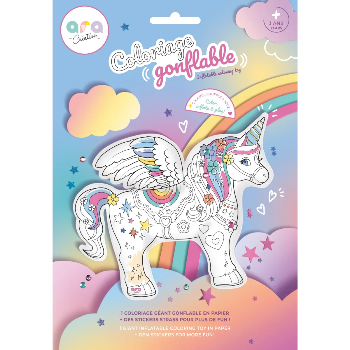 Inflable Gigante Unicornio y Pegatinas Brillantes-ARA CRÉATIVE - Imagen 3