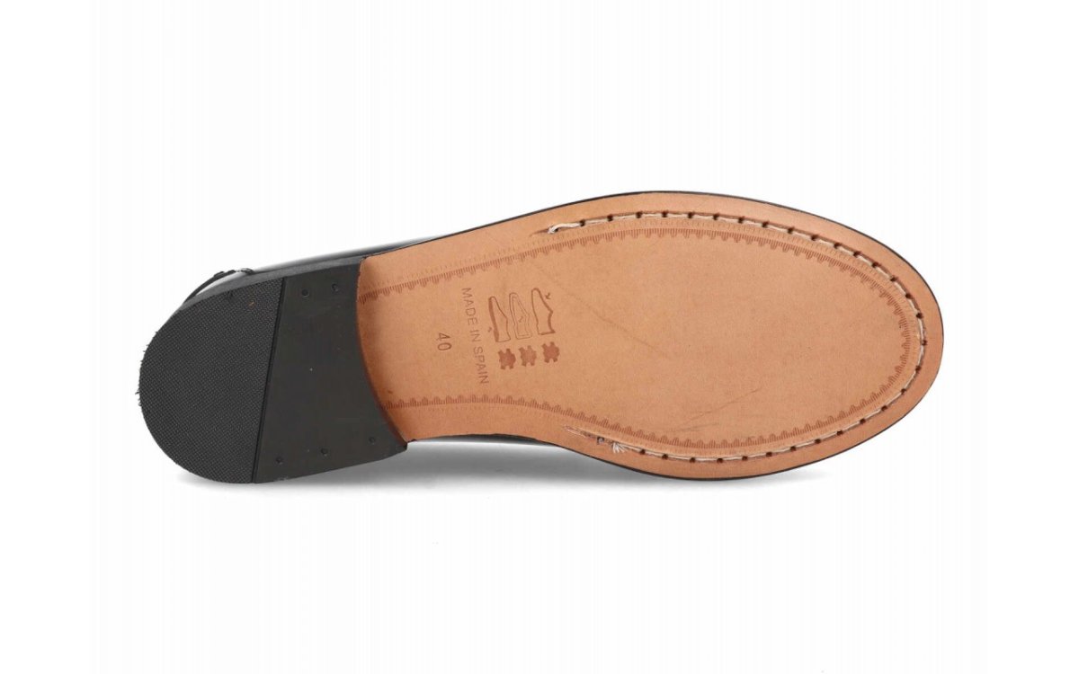 Mocasín de piel con borlas para hombre modelo 1014 en negro y burdeos - Imagen 3