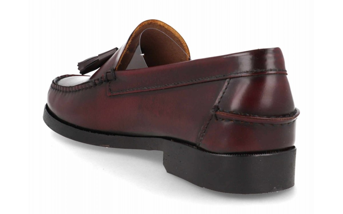 Mocasín de piel con borlas para hombre modelo 1014 en negro y burdeos - Imagen 4