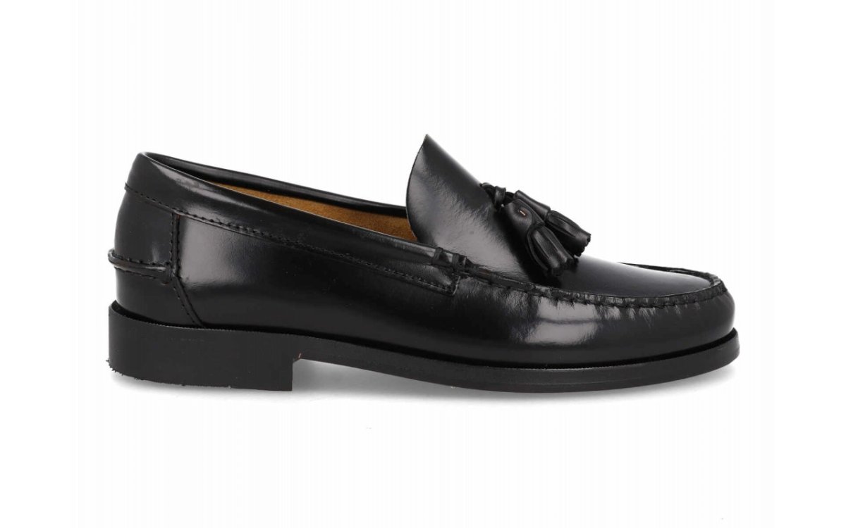 Mocasín de piel con borlas para hombre modelo 1014 en negro y burdeos - Imagen 7
