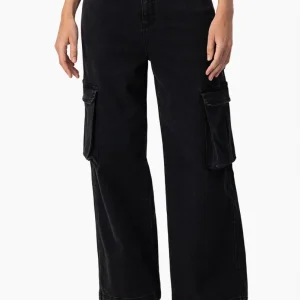 Jeans negro de pierna amplia cargo
