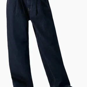 Jeans marino de pierna amplia