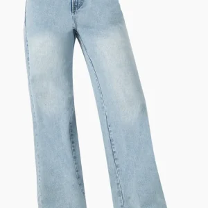 Jeans amplio de un boton frontal
