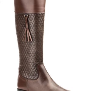 1032 Bota de montar para señora en piel de color marrón con cremallera lateral (hecho en España)
