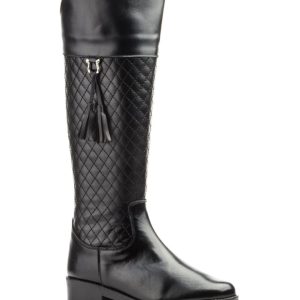 1032 Bota de montar para señora en piel de color negro con cremallera lateral (hecho en España)