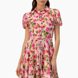 Vestido corto camisero con cinta