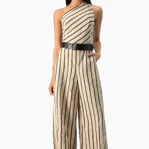 Jumpsuit Ivonne rayado de un hombro