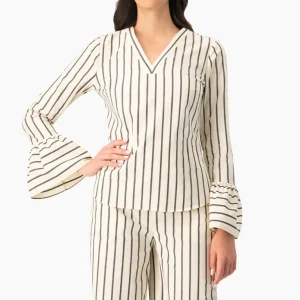 Camisa rayada de escote en V
