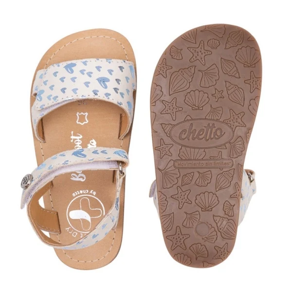Sandalia Piel Barefoot con velcro de corazones AMALFI - CHETTO - Imagen 4