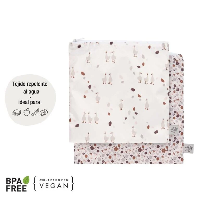 Bolsa Aislante Alimentos 2pcs Flores -LÄSSIG - Imagen 2