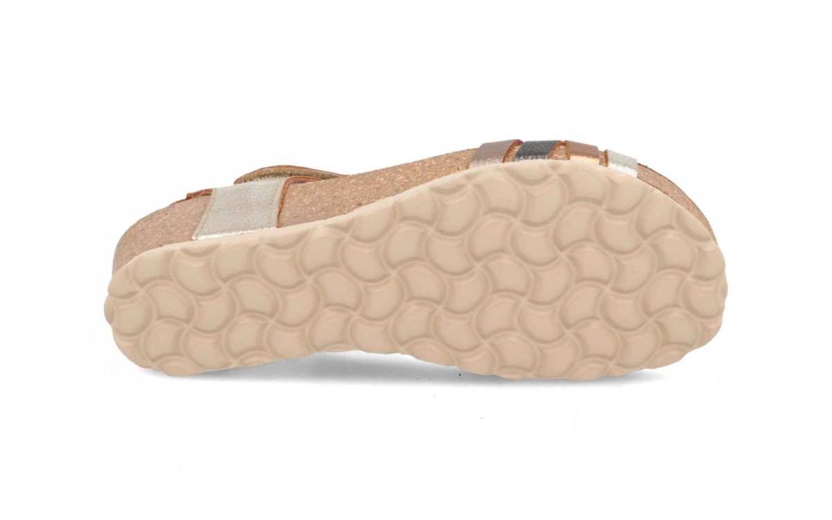 Sandalia de piel para mujer modelo 12776 con tiras cruzadas y cuña de corcho - Imagen 3