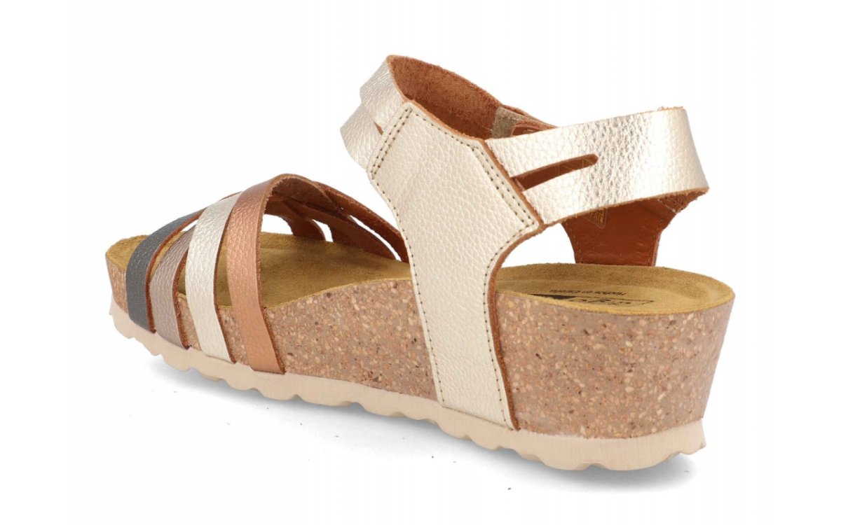Sandalia de piel para mujer modelo 12776 con tiras cruzadas y cuña de corcho - Imagen 6