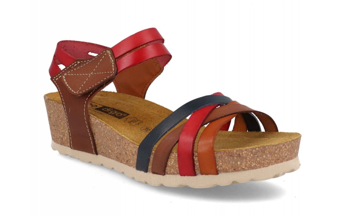 Sandalia de piel para mujer modelo 12776 con tiras cruzadas y cuña de corcho - Imagen 7