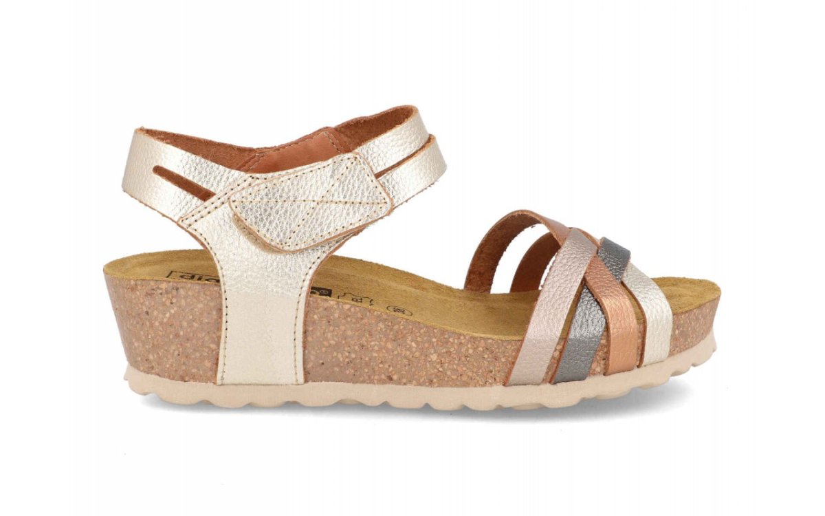 Sandalia de piel para mujer modelo 12776 con tiras cruzadas y cuña de corcho - Imagen 8