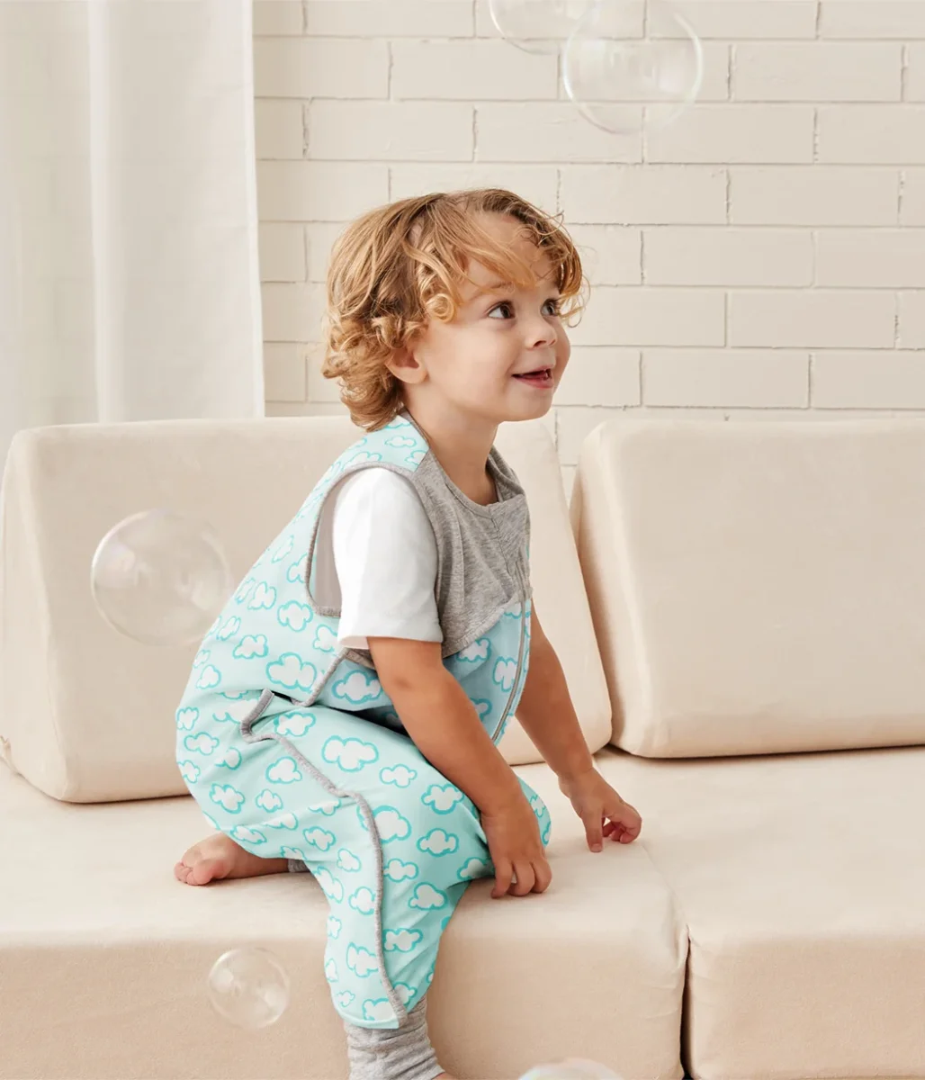 Pijama 0.2 TOG Algodón Orgánico Nubes Turquesa - Imagen 6