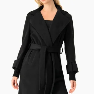 Abrigo largo cruzado con cardigan