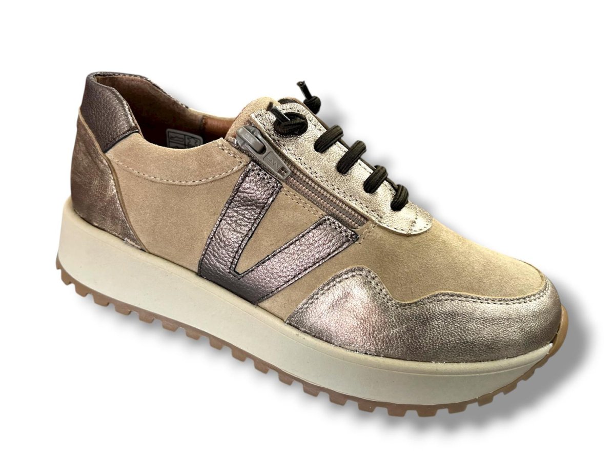 160 Deportivo casual para señora en piel con cordón elástico de color titan marrón ( hecho en España) - Imagen 2