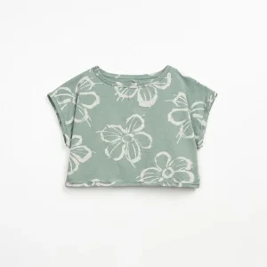 Camiseta estampada flores verde- PLAY UP
