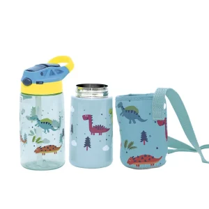 Set Botellas Tritán y Acero Con Funda Dino-LÄSSIG