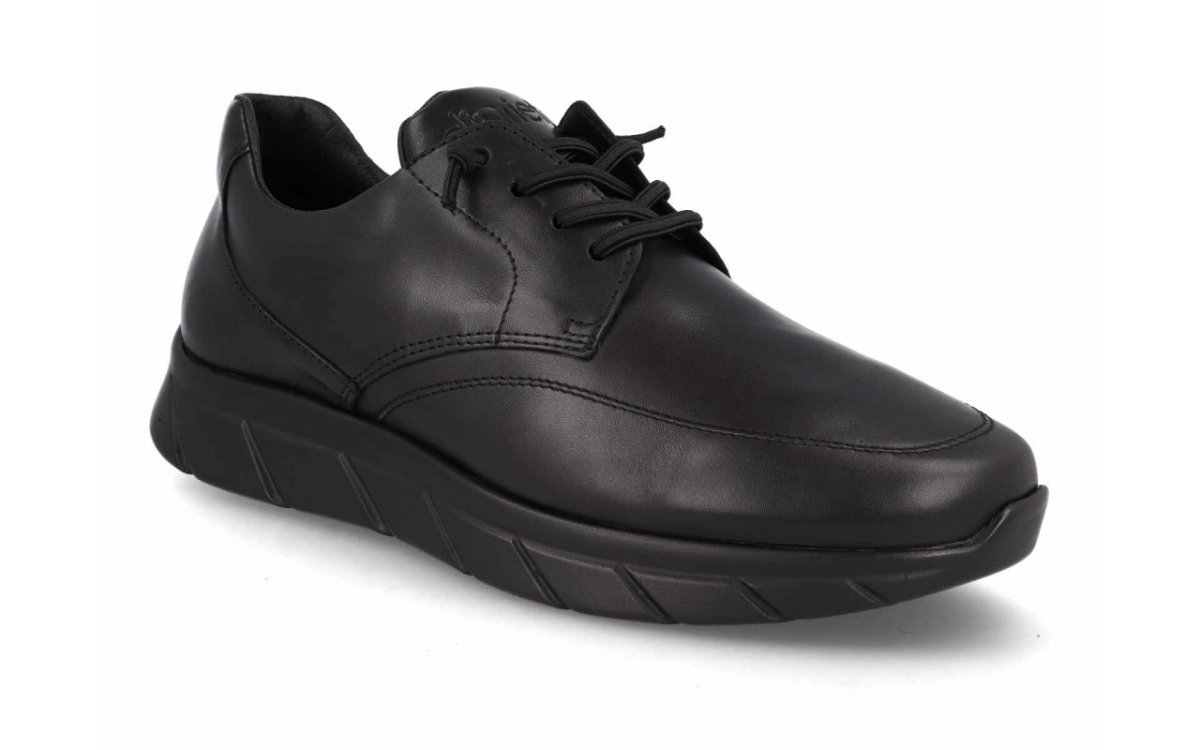 Zapato de piel negro para hombre modelo 1765 con cordones elásticos - Imagen 2