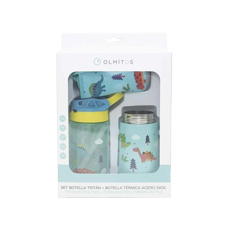 Set Botellas Tritán y Acero Con Funda Dino-LÄSSIG - Imagen 3