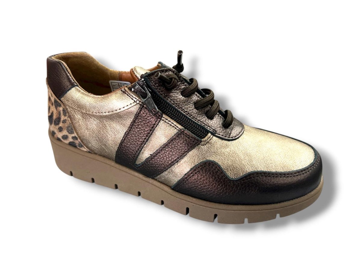 18 Deportivo casual para señora en piel con cordón elástico de color metal leopardo ( hecho en España) - Imagen 3