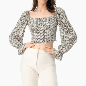 Blusa estampada de escote cuadrado
