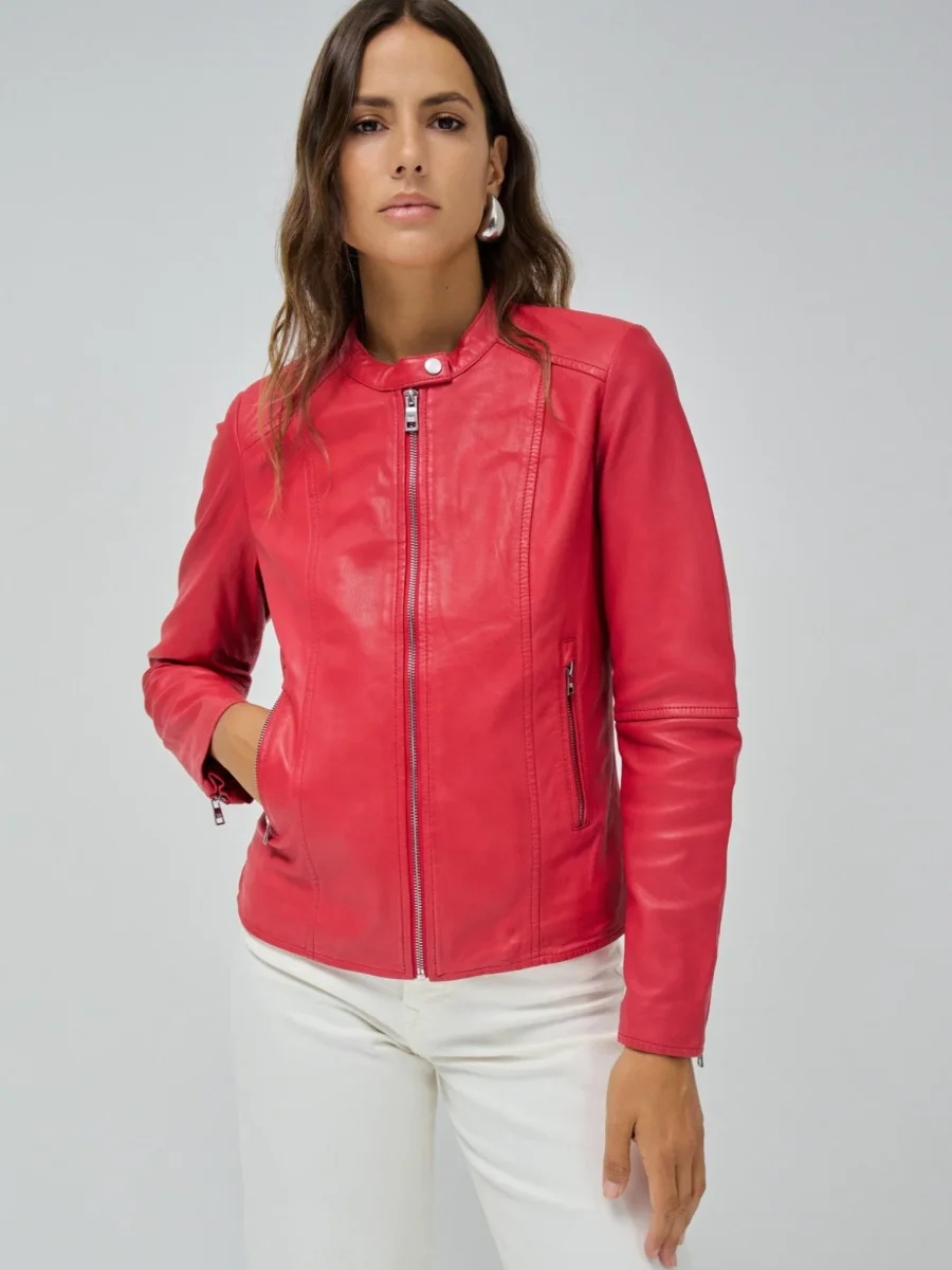 CAZADORA DE CUERO ROJO - Imagen 2