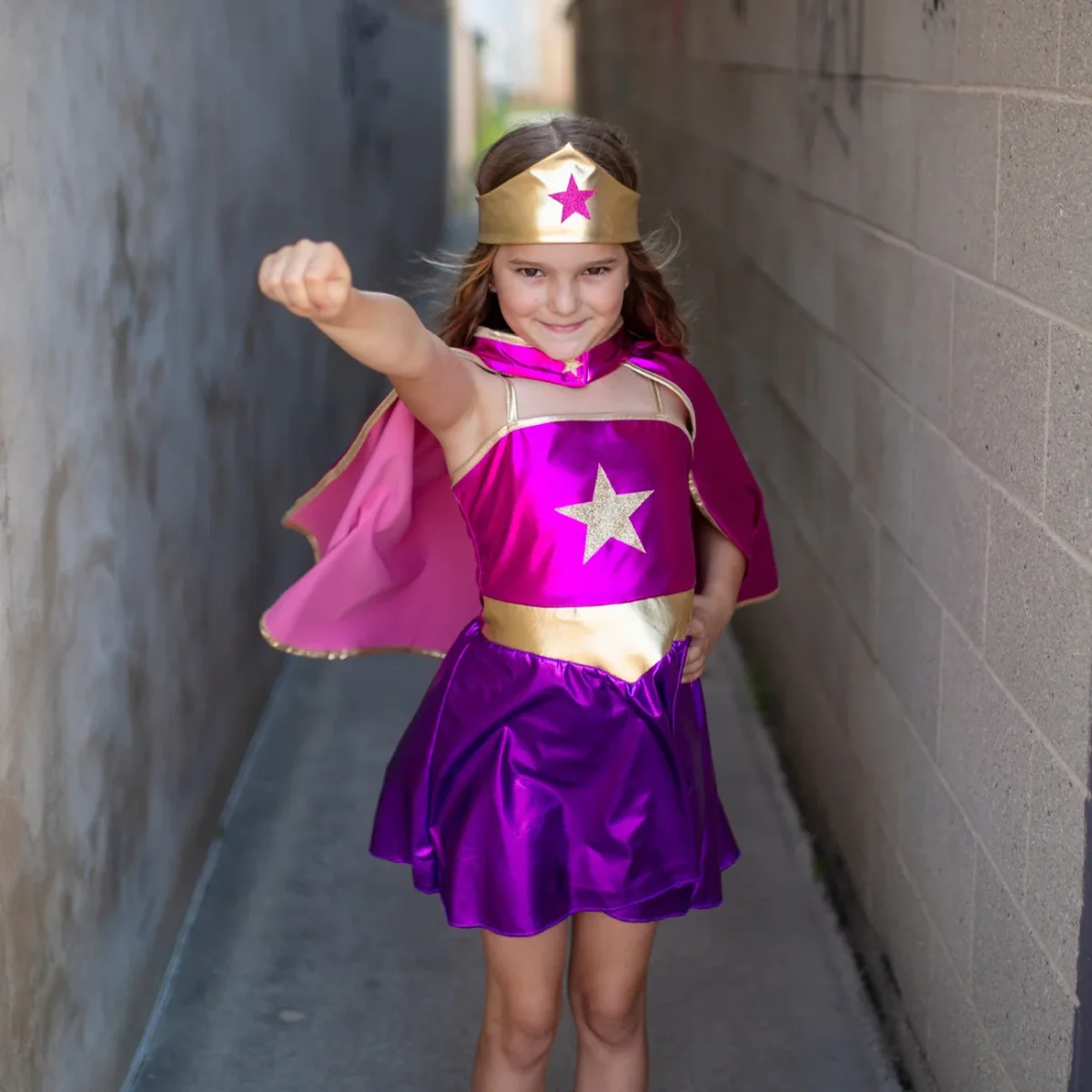 Disfraz Superheroína con vestido, capa y diadema- GREAT PRETENDERS - Imagen 2