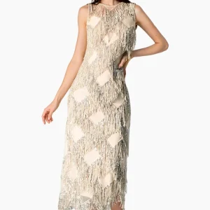 Vestido midi con flecos