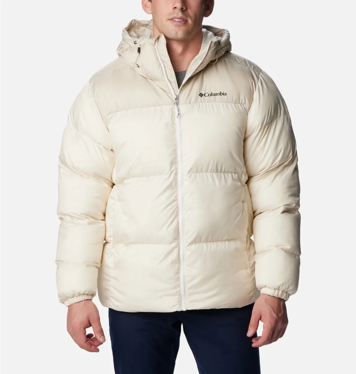 Chaqueta acolchada Columbia con capucha Puffect™ para hombre Color: Chalk, Dark Stone