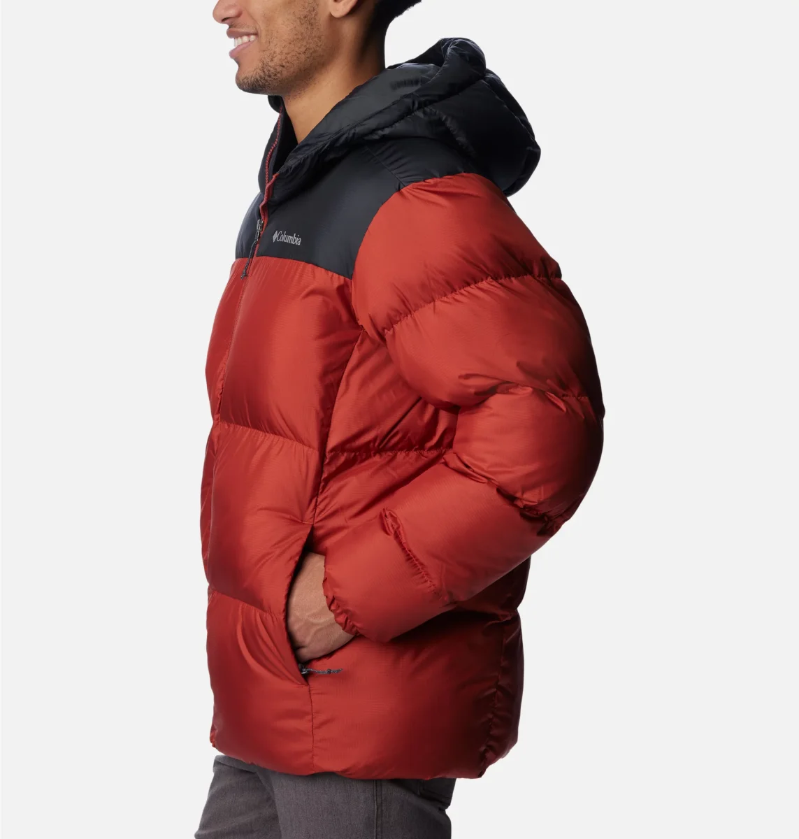 Chaqueta acolchada Columbia con capucha Puffect™ para hombre Color: Warp Red, Shark - Imagen 3