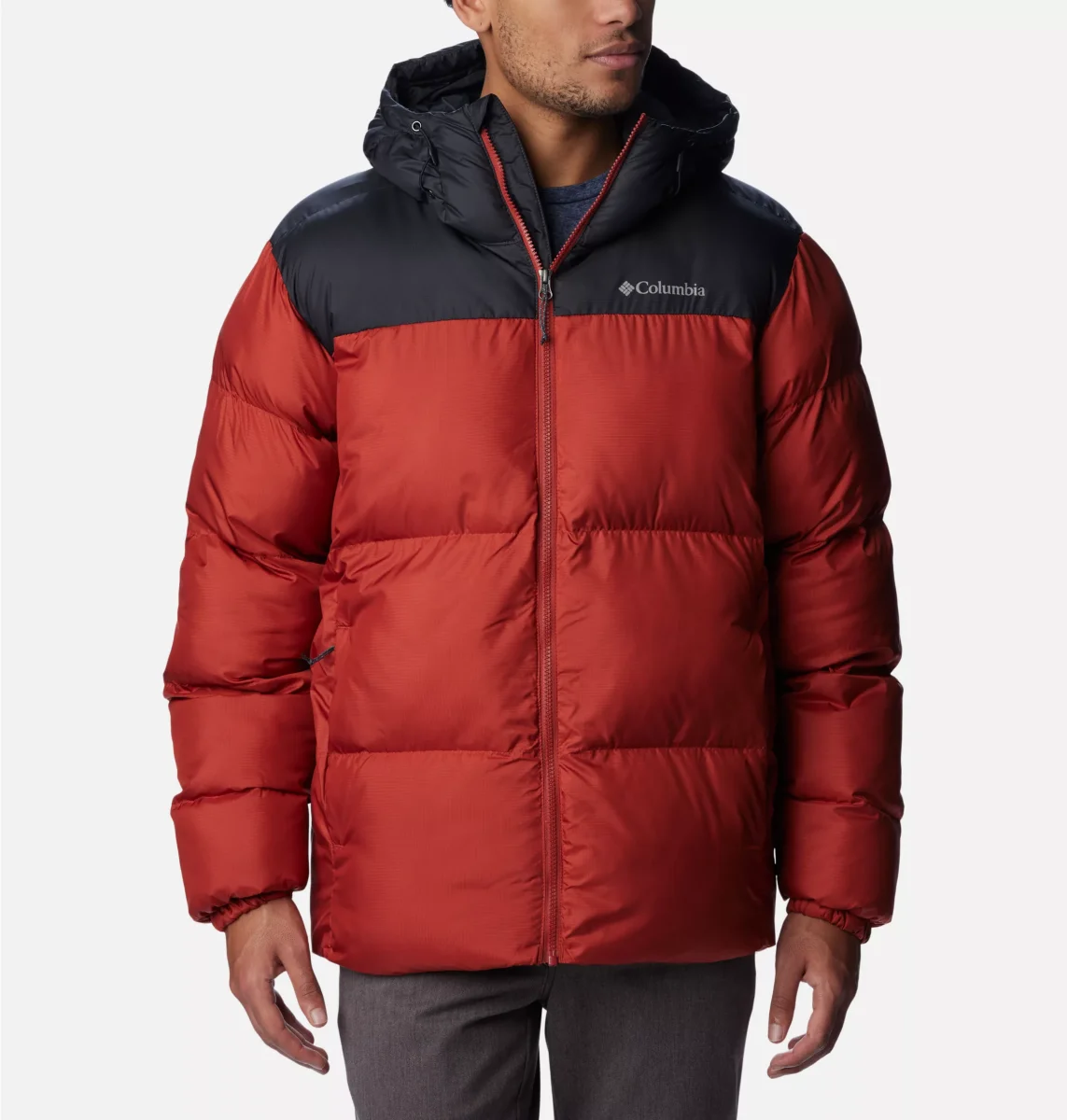 Chaqueta acolchada Columbia con capucha Puffect™ para hombre Color: Warp Red, Shark - Imagen 2