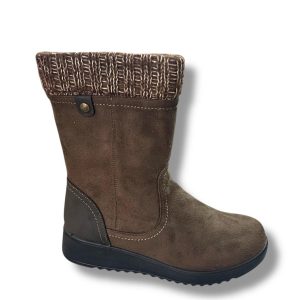 20378 Botín para señora marca AMARPIES con cremallera lateral de color taupe