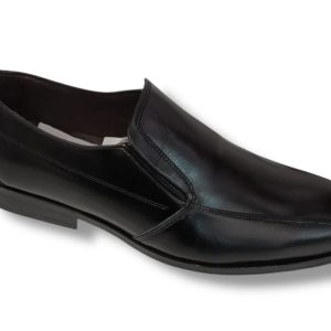 2043 Zapato de caballero liso tipo vestir en piel de color negro, fabricado en España.